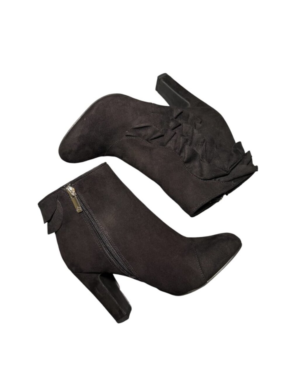 Fergalicious By Fergie Black Campton Ruffle Detail Bootie Size 6.5M